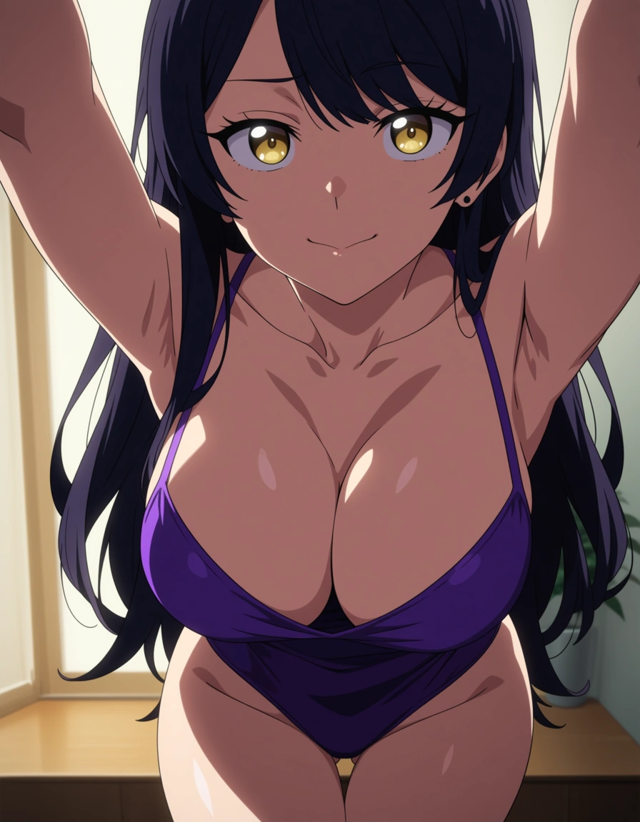 (anime style:1.3), 2d, anime screencap, cel shading, flat color, An Asian step sis who is flirty