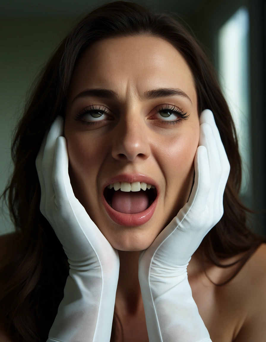 8k, sharp focus, detailed skin, milf, barefoot, white gloves, ahegao, transparent background, portrait, window light, lifelike render, score_9, score_8, candid photo, realistic skin texture, visible skin pores, film grain, depth of field