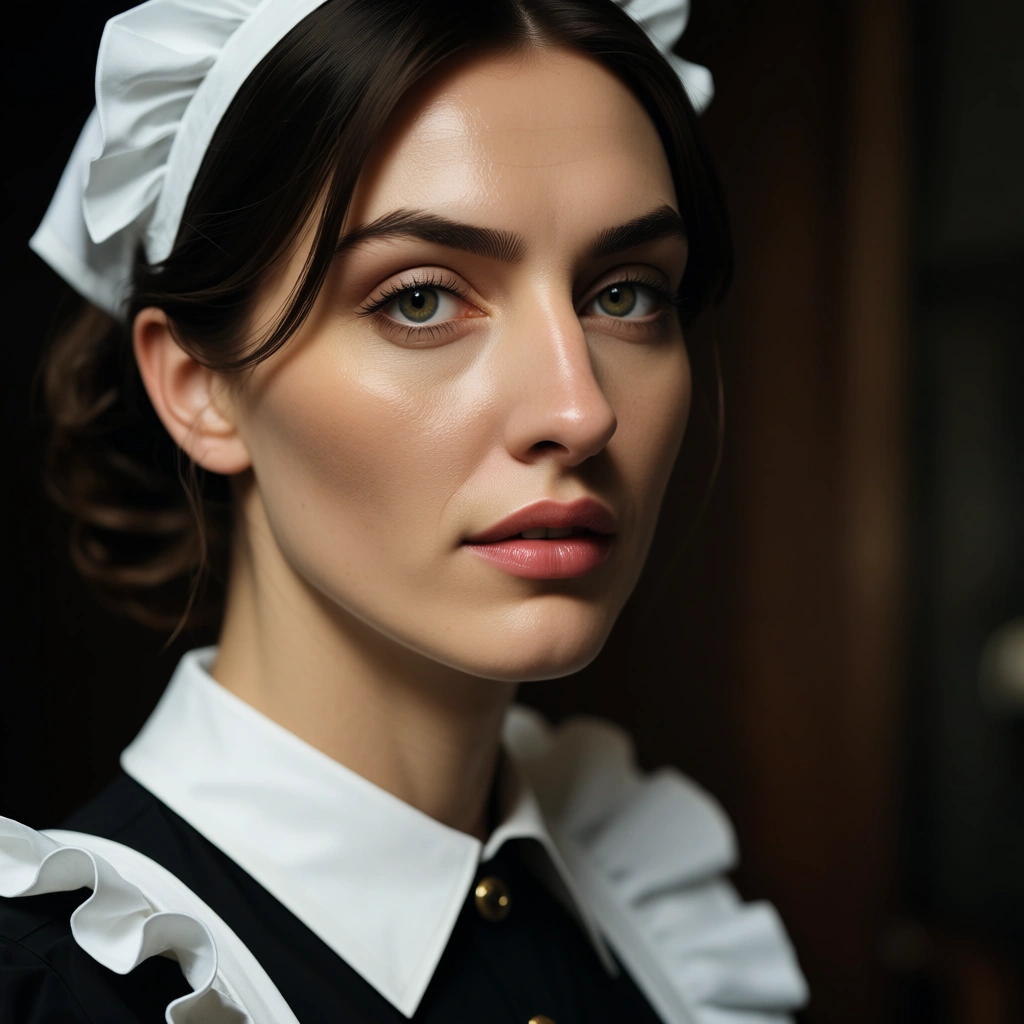 highly detailed, natural lighting, maid, facesitting, standing, transparent background, RAW photo