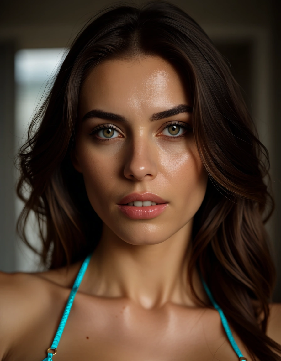 8k, sharp focus, detailed skin, portugese in hot bikini, score_9, score_8, candid photo, realistic skin texture, visible skin pores, film grain, depth of field