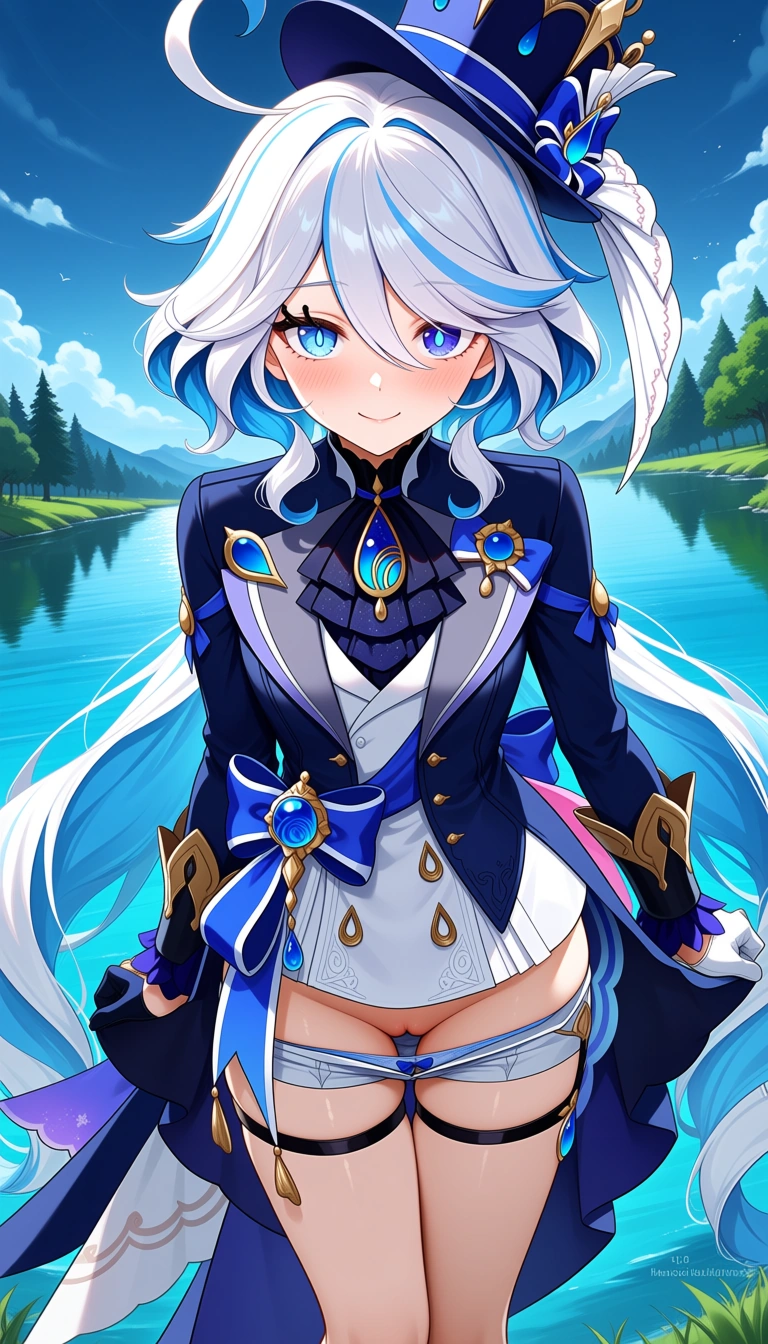 Masterpiece, Genshin impact stylem Furina, shorts down, panties down, Pussy, lake, look at viewer, outfit, smile,.,,, value:0.1 for: hentai_studio_quality.,,,,,,,,,,, hentai_studio_quality, hentai_studio_quality, hentai_studio_quality, hentai_studio_quality, hentai_studio_quality, hentai_studio_quality, hentai_studio_quality, hentai_studio_quality, hentai_studio_quality, hentai_studio_quality, hentai_studio_quality, hentai_studio_quality, hentai_studio_quality, hentai_studio_quality, hentai_studio_quality, hentai_studio_quality, hentai_studio_quality, hentai_studio_quality