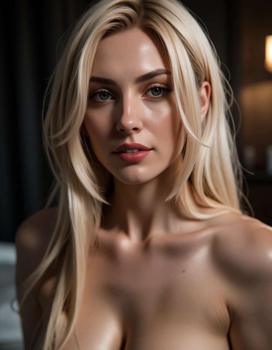 I want a anime woman name tsunade be naked, score_9, score_8, candid photo, realistic skin texture, visible skin pores, film grain, depth of field