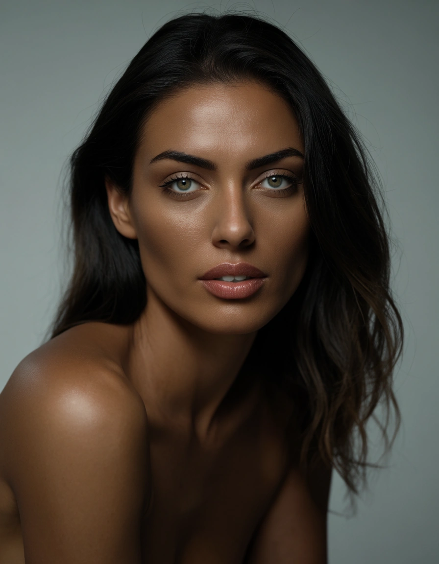 8k, sharp focus, detailed skin, three-quarter view, 1woman fully nude, slim black female, transparent background, natural skin texture, score_9, score_8, candid photo, realistic skin texture, visible skin pores, film grain, depth of field