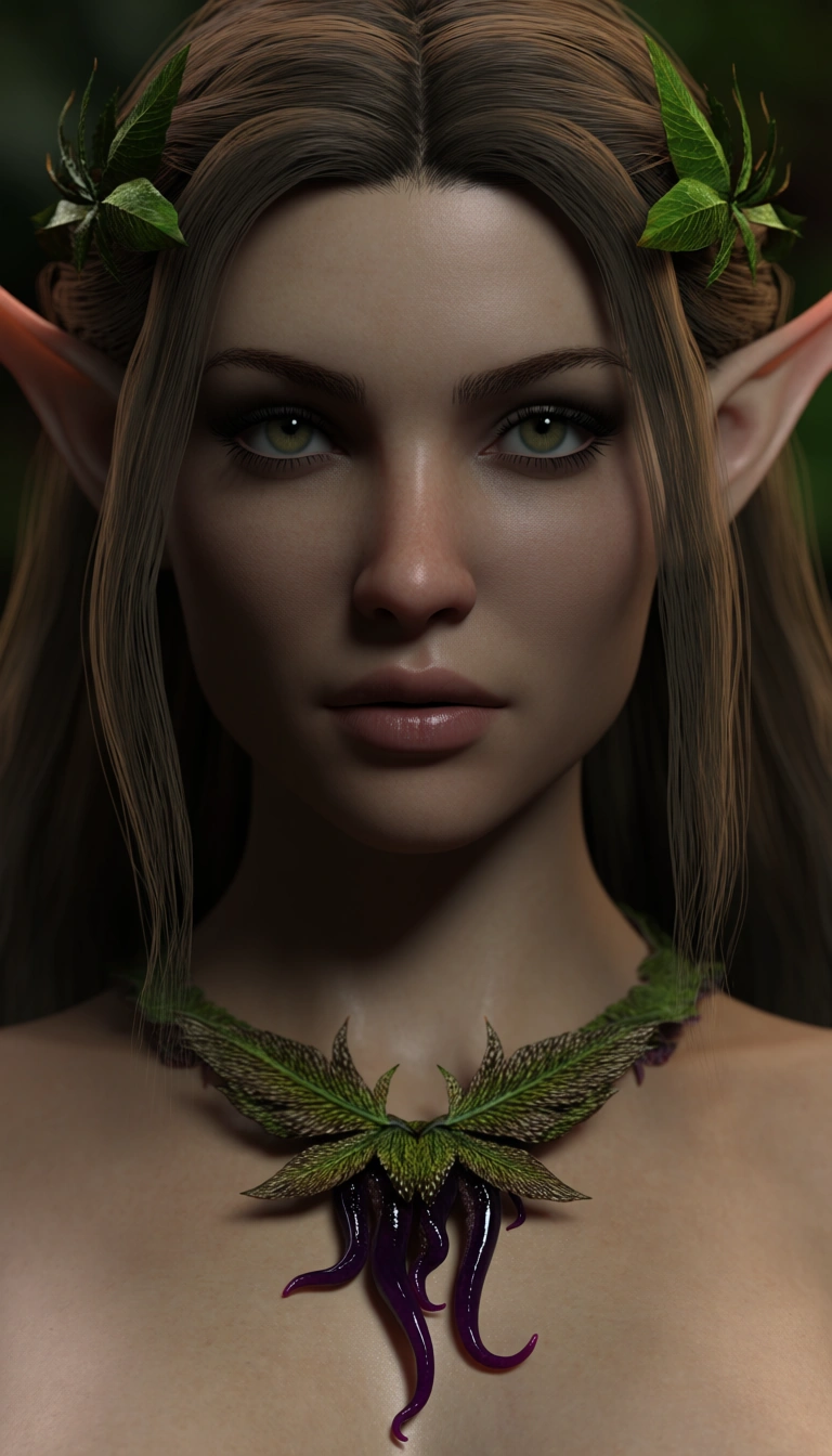 highly detailed, natural lighting, close-up, elf woman, tentacle, petite adult woman, dslr quality