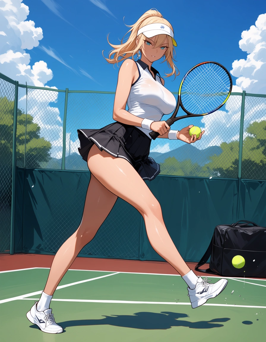hentai_studio_quality, best quality, polished, playing tennis