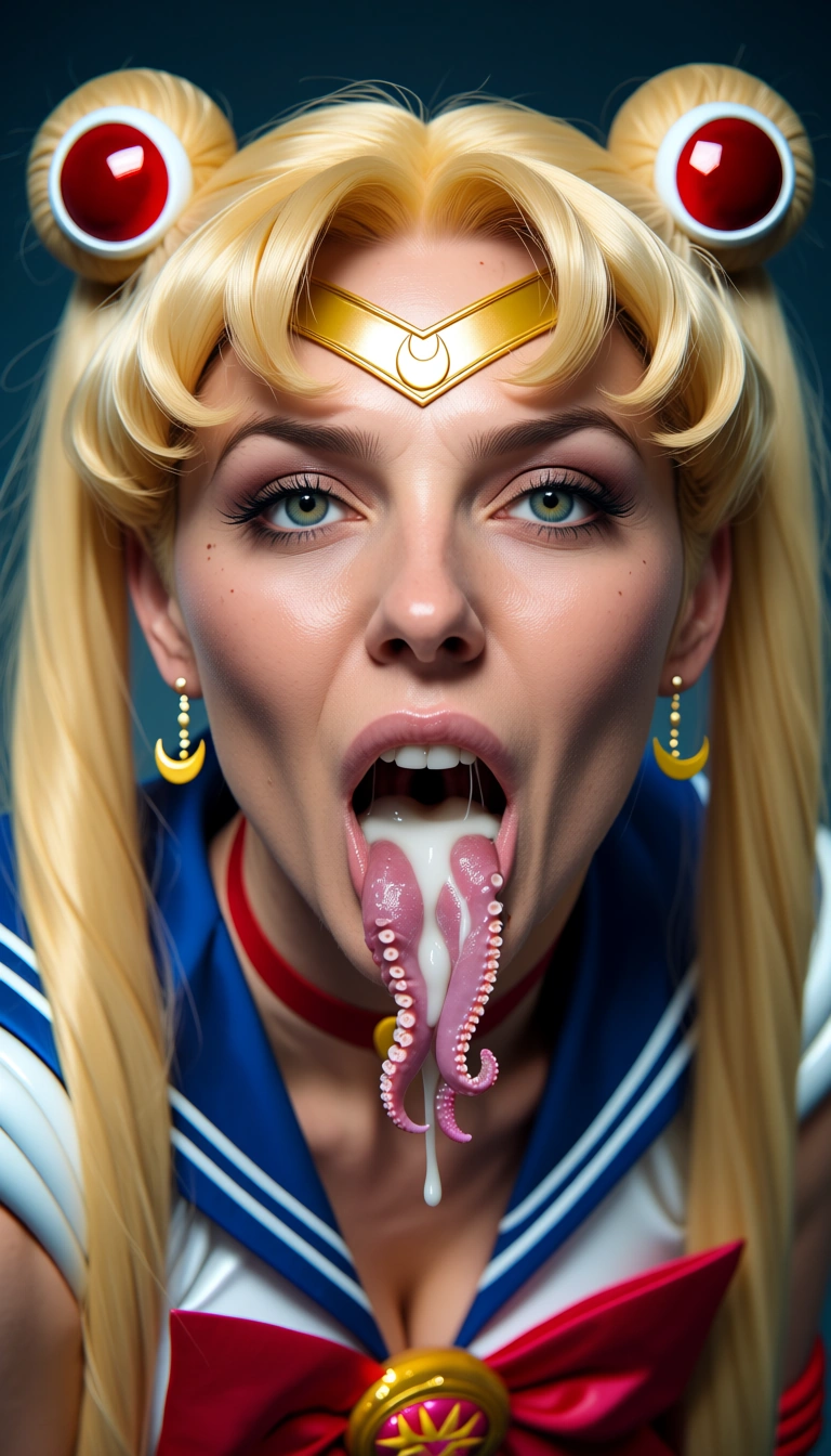 highly detailed, sailor moon cosplay, tentacles, cum_in_mouth