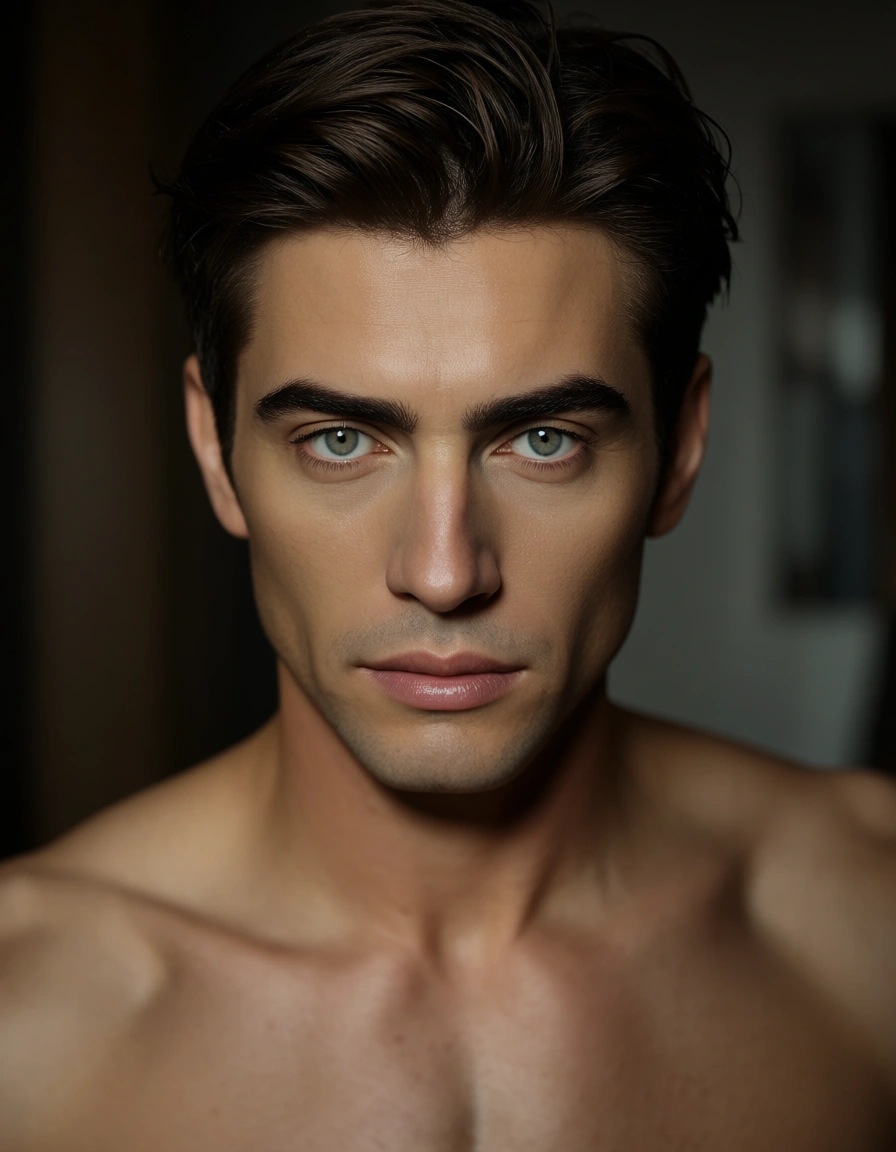 trans man naked, score_9, score_8, candid photo, realistic skin texture, visible skin pores, film grain, depth of field