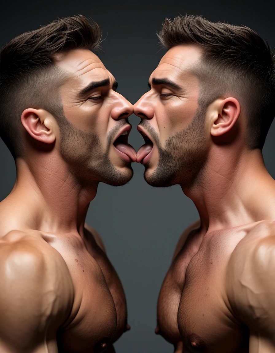 30+ muscular dad bod guy fucking a 20+ jock they both moan, score_9, score_8, candid photo, realistic skin texture, visible skin pores, film grain, depth of field