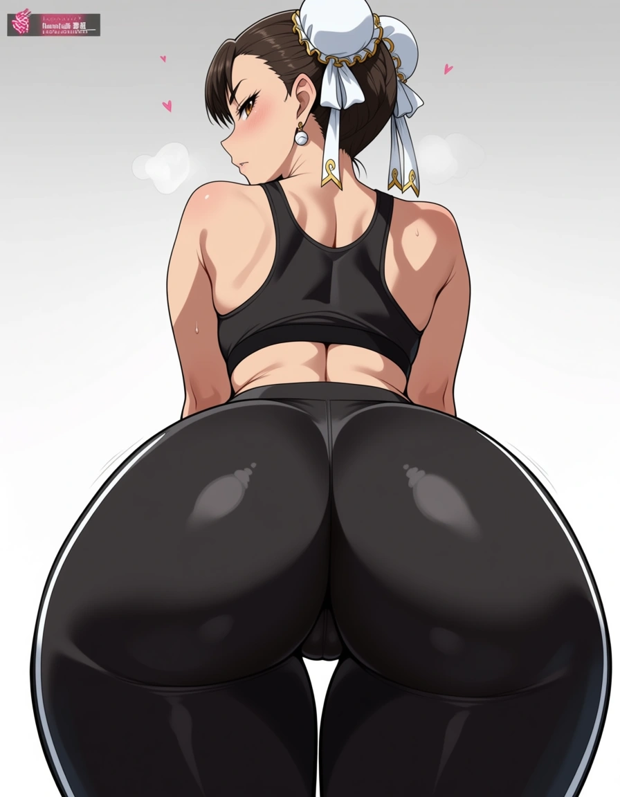 chun li de bunda super grande com calça legging pretas usando botas sexy, hentai_studio_quality
