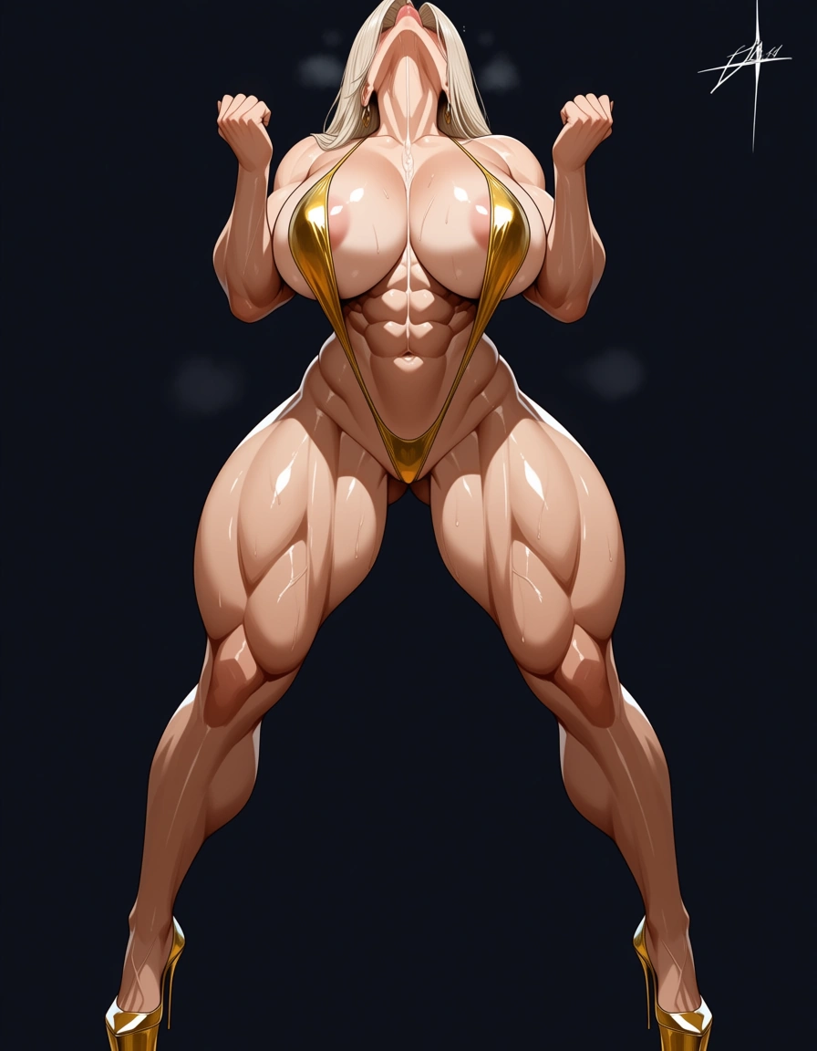 ultra detailed, muscular muscular_female thick_thighs wide_hips huge_breasts seductive_smile, hentai_studio_quality fellatio oral, hentai_studio_quality