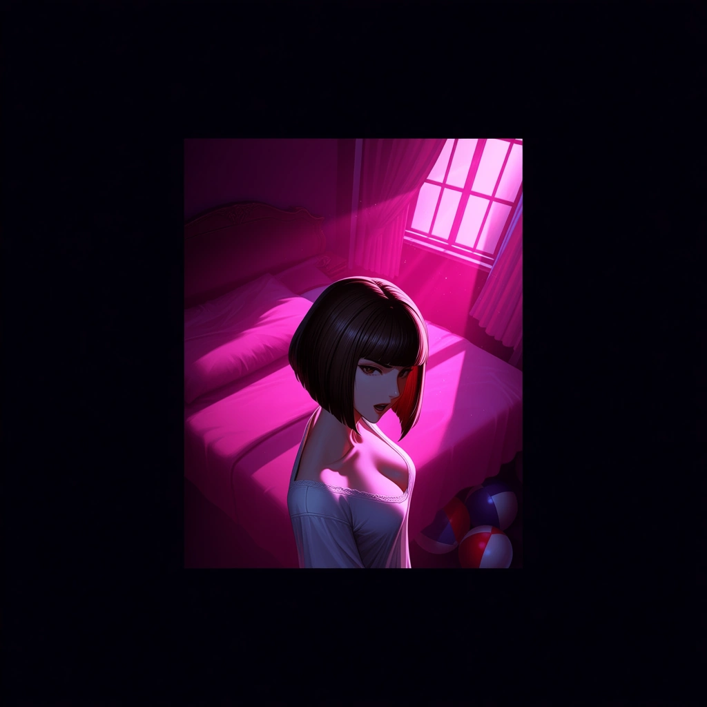 comicbook style,masterpiece,best quality, very awa, grandiose, clean lines,
light particles, nsfw, 1girl, dark brown hair, brown eyes, pink lighting, dramatic shadows, (messy bob cut), medium breasts, down blouse,blouse down, (exposed breasts), skin indentation, side view, from above, (1boy, huge cock:1),balls, cock worshipping, open mouth, femdom, (rough deepthroat:1), bedroom, scenery, lightrays, window, drool
<segment:yolo-face_yolov8m-seg_60.pt,0.6,0.5//cid=11> looking at viewer, score_9, score_8, 3d render, octane render, subsurface scattering, ray tracing, smooth shading