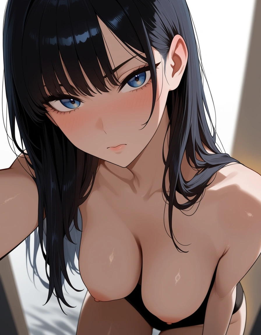 a girl with no clothes on and medium_breasts, hentai_studio_quality