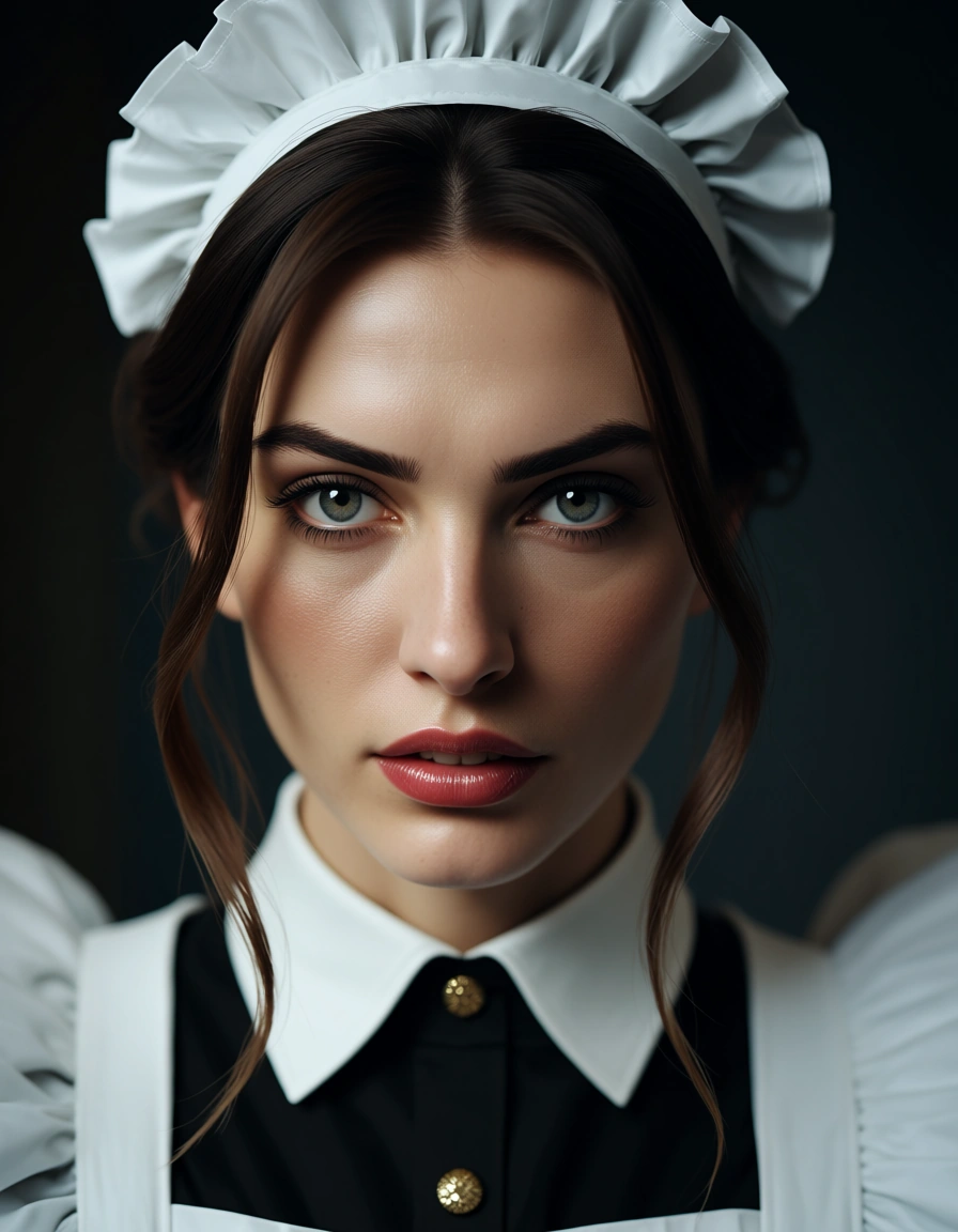 cinematic photo, 8k, maid, office wear, bondage, studio photo, score_9, score_8, candid photo, realistic skin texture, visible skin pores, film grain, depth of field