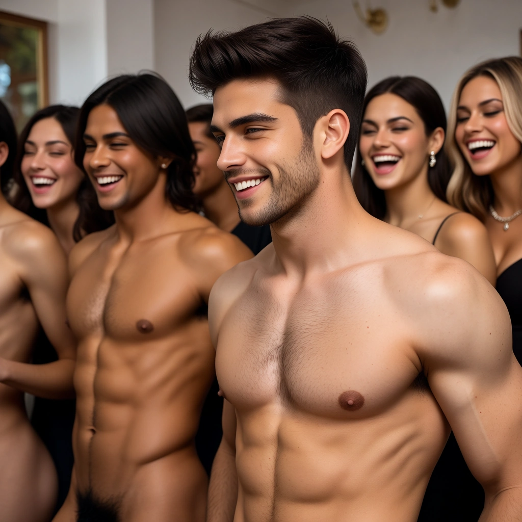 Indian cfnm male striper party with a nude young men with age 20 dancing infront of 5 righ ladies and ladies are laughing