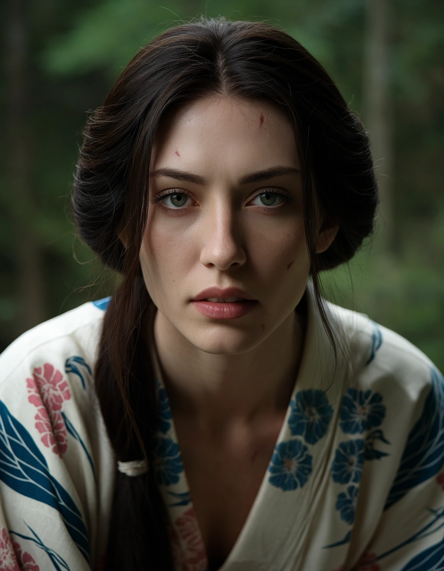 studio quality, sharp focus, princess, scar, japanese clothes, doggy style, day, extreme close-up, studio photo, score_9, score_8, candid photo, realistic skin texture, visible skin pores, film grain, depth of field