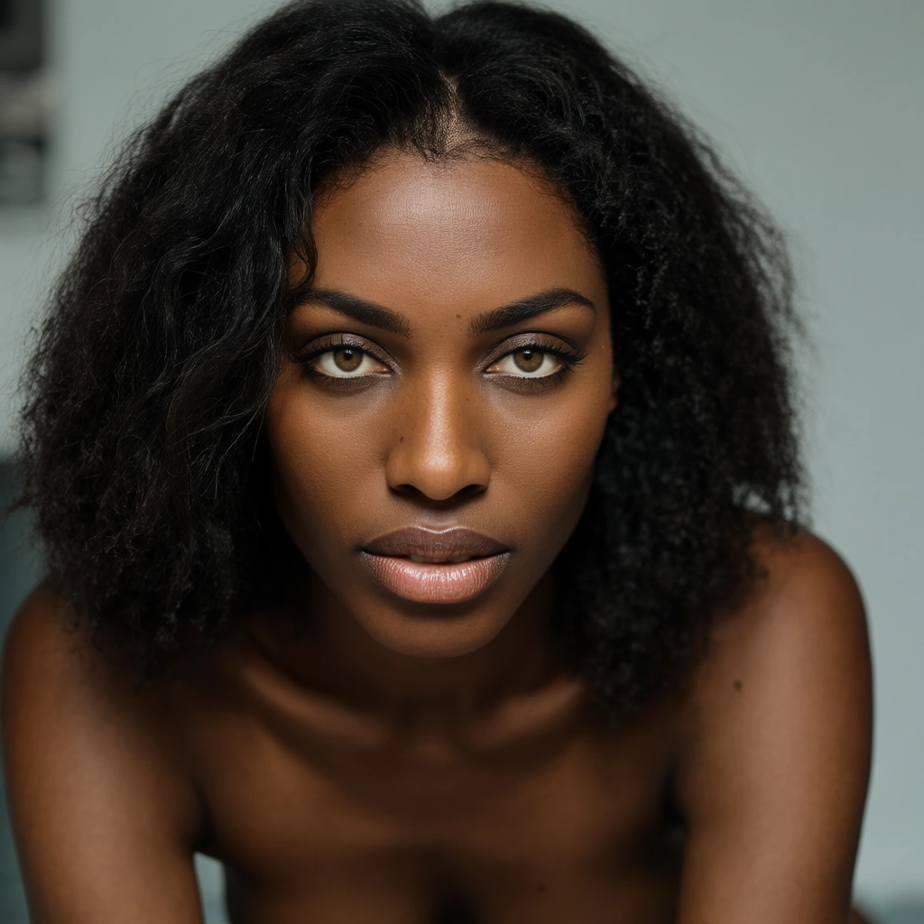 dslr, film grain, photorealistic, milf, doggy style, dark skin, natural skin texture