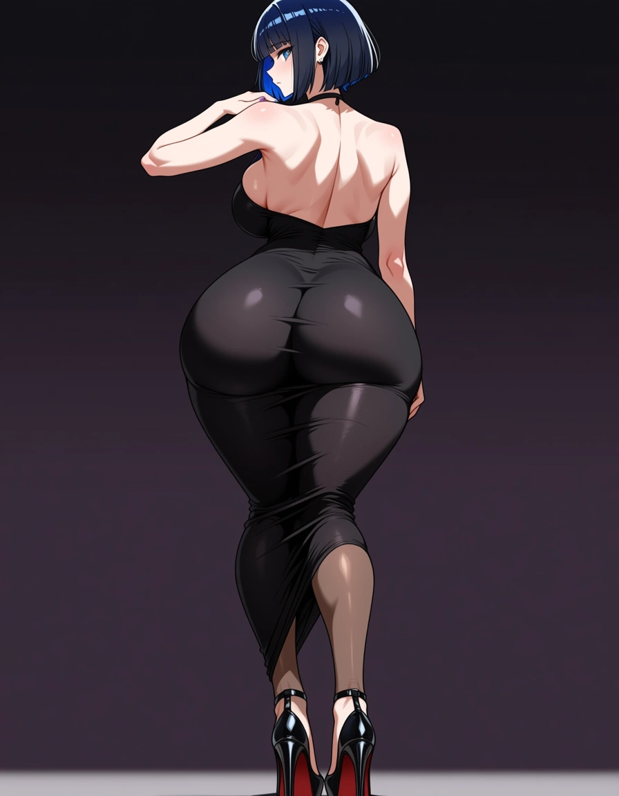 otoko_no_ko, sex_from_behind, tight_clothes, dress, high_heels, short_hair, huge_ass, hentai_studio_quality