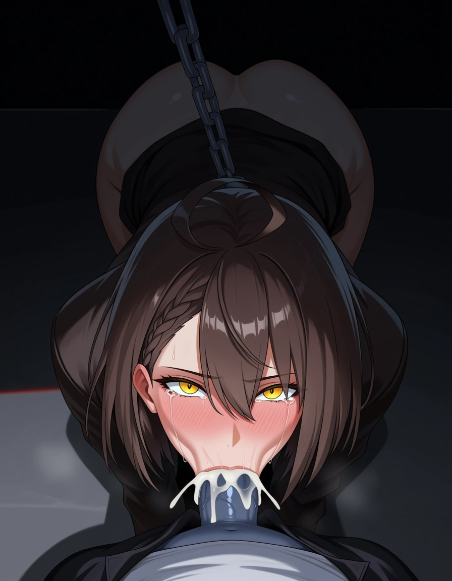ultra detailed shading, baltimore_(after-school_ace)_(azur_lane) ogre,  crying_with_eyes_open , chained,  extreme_sex hyper_penis fellatio 69_position, cum_in_ass cum_overflow, prison, hentai_studio_quality, hentai_studio_quality