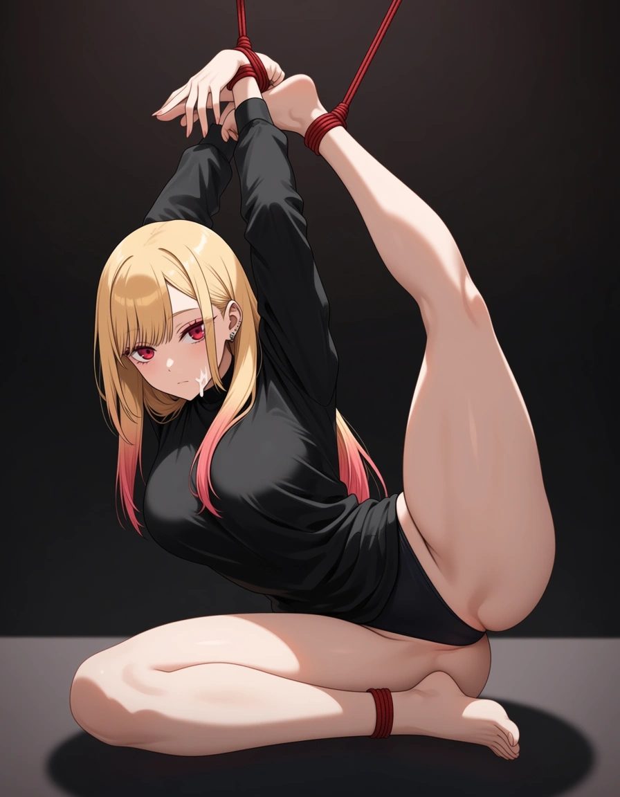 Marin kitagawa, flexible, contortion, expressionless, hard-core bondage, cum on face, hentai_studio_quality