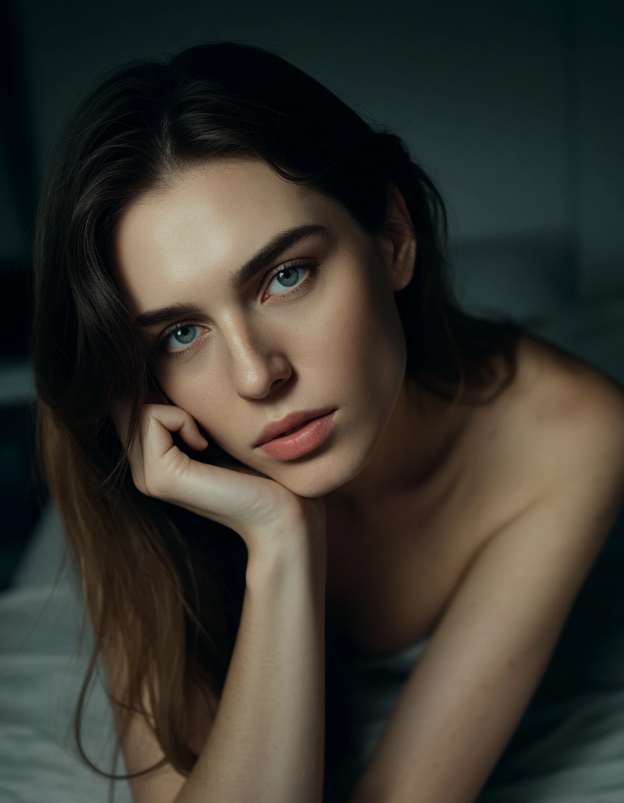 sharp focus, 8k uhd, dutch angle, 1other, facesitting, bare arms, mysterious vibe, hyperrealistic, score_9, score_8, candid photo, realistic skin texture, visible skin pores, film grain, depth of field