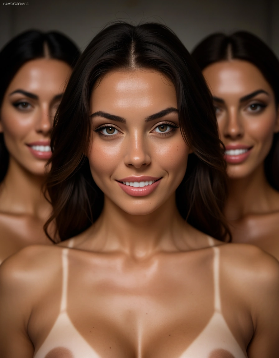 multiple_women tanlines gangbang cum_on_breasts happy cheating, score_9, score_8, candid photo, realistic skin texture, visible skin pores, film grain, depth of field