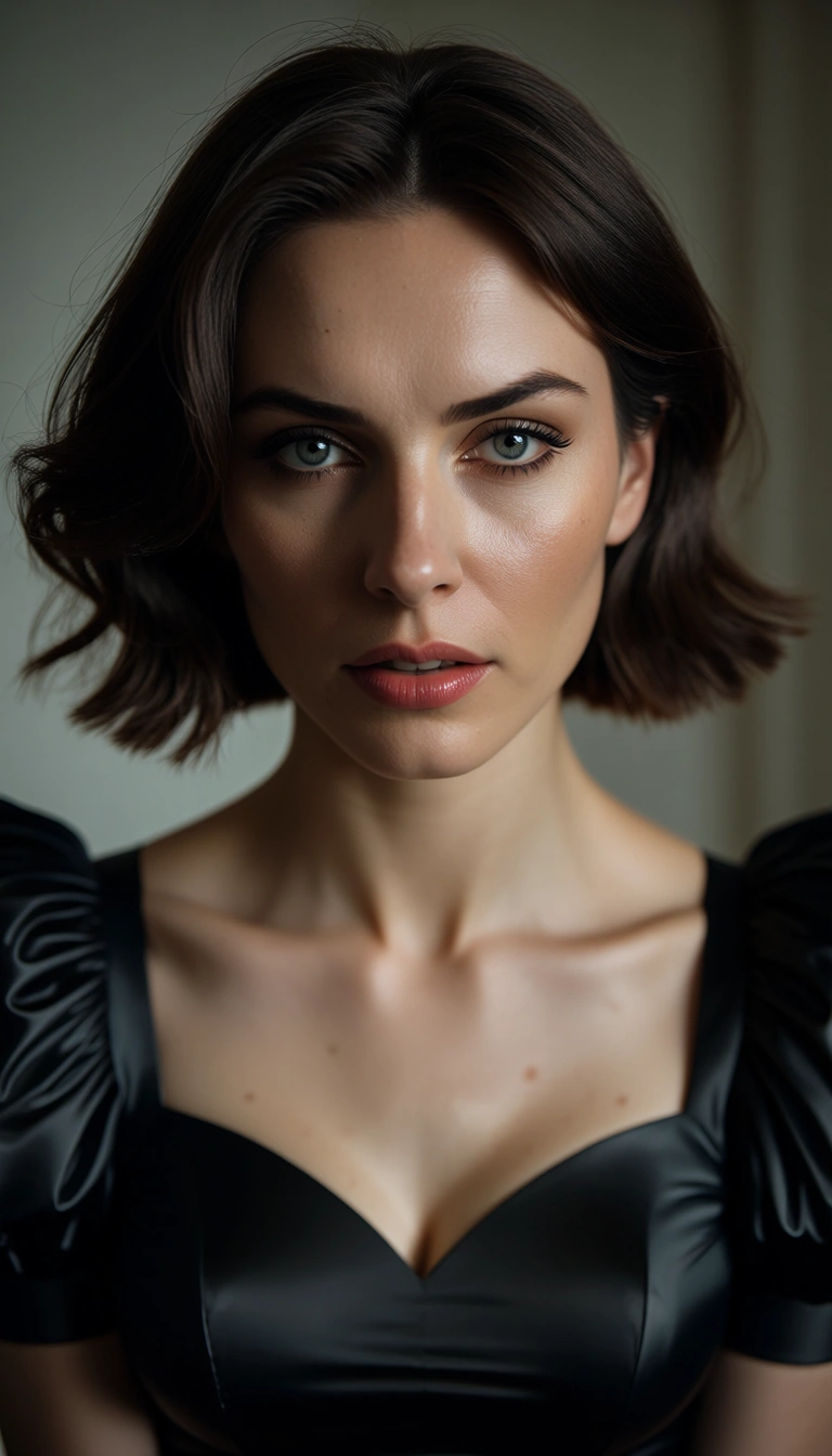 cinematic photo, 8k, office lady, short hair, puffy sleeves, bondage, studio photo
