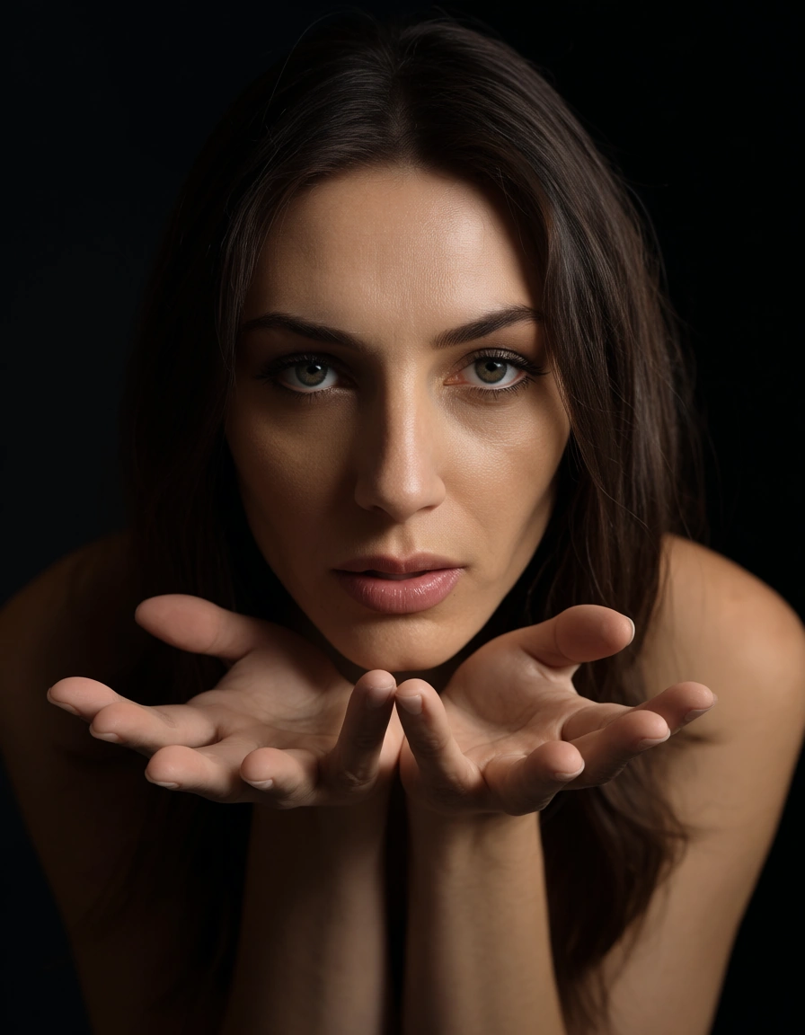 ultra HD, lifelike, 4women, doggy style, hands up, black background, smoldering look, studio photo, score_9, score_8, candid photo, realistic skin texture, visible skin pores, film grain, depth of field