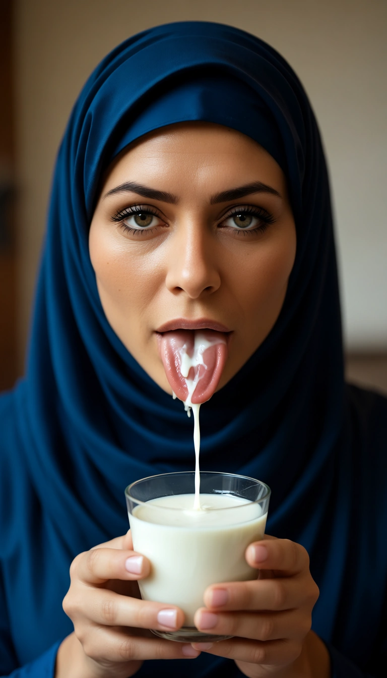 A Muslim woman wearing the niqab and the milk of my dick is taken on the niqab