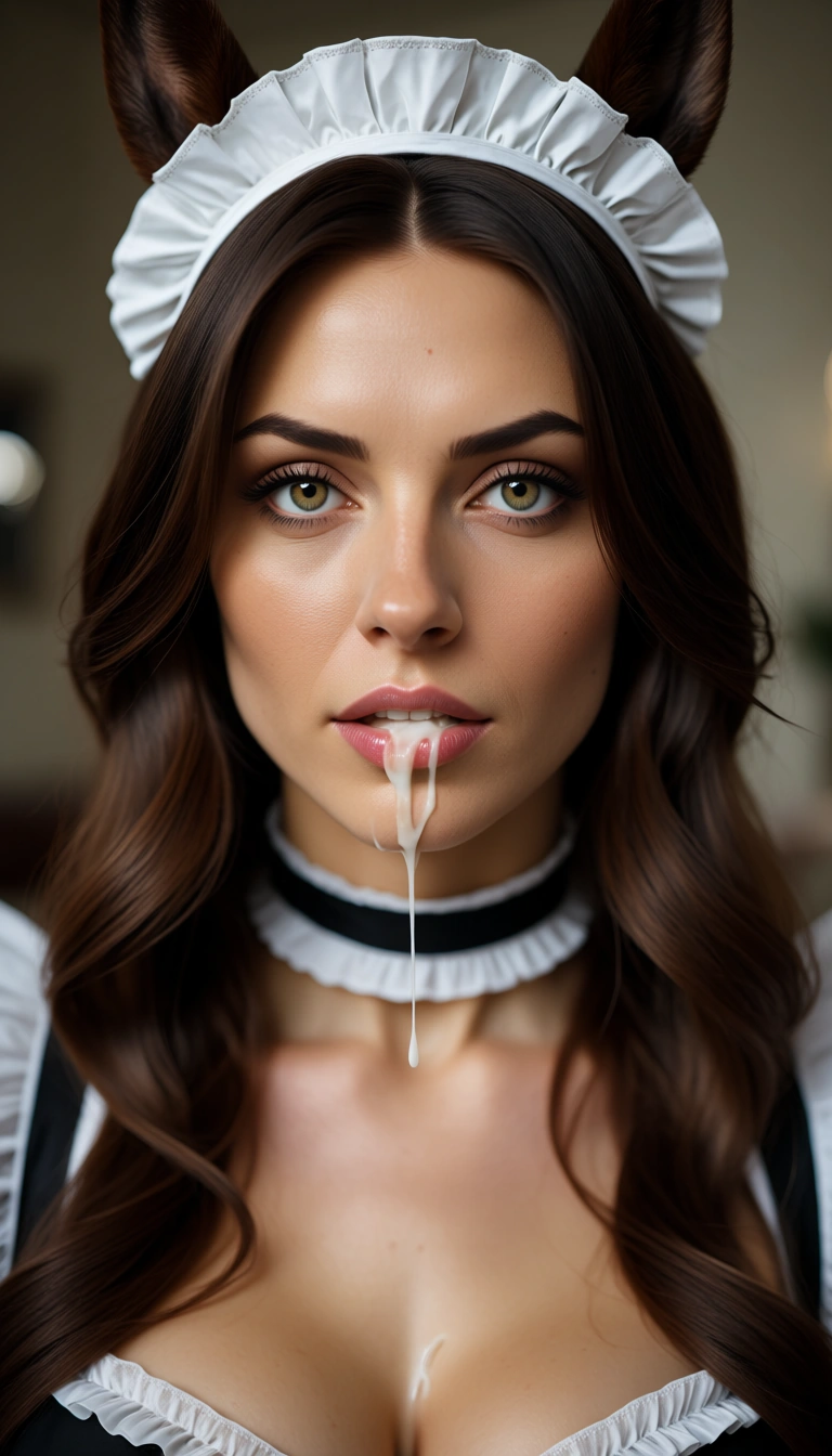 ultra HD, lifelike, maid, horse ears, choker, cumshot, film photographer