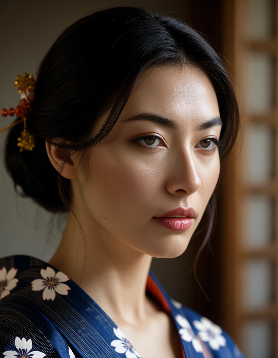 professional photo, high detail, bunny woman, japanese clothes, facesitting, photorealistic, score_9, score_8, candid photo, realistic skin texture, visible skin pores, film grain, depth of field