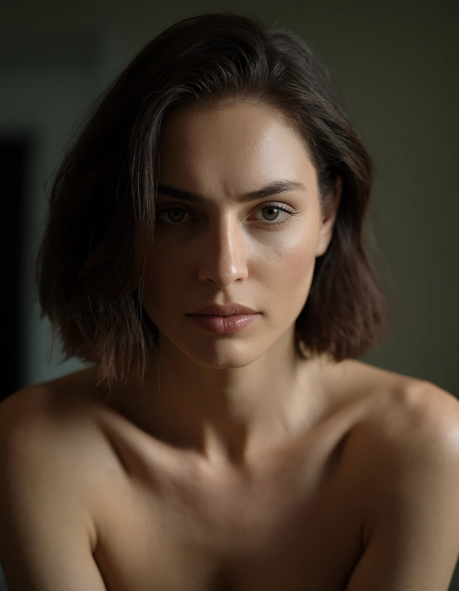 nude, score_9, score_8, candid photo, realistic skin texture, visible skin pores, film grain, depth of field