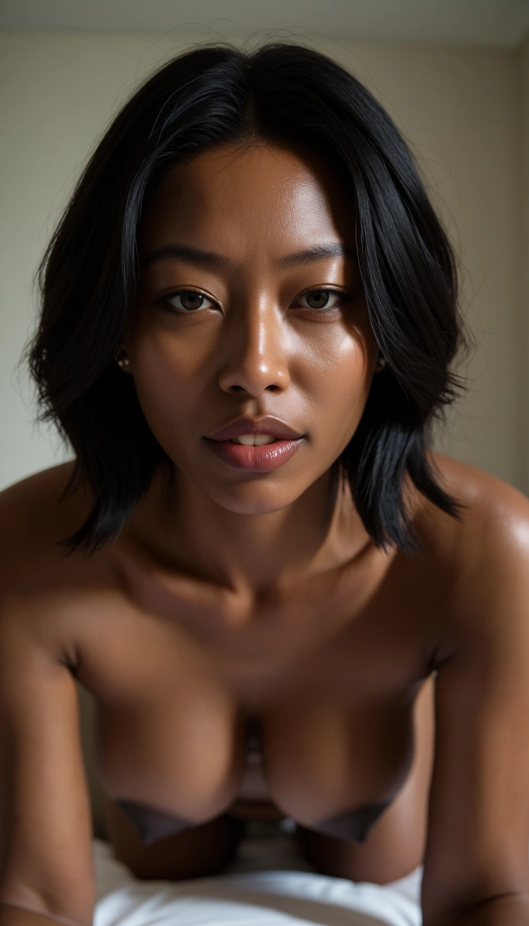 black woman dominating japanese woman on_bed