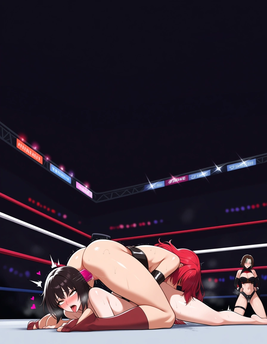 3girls , Best_quality highly_detailed, wide_shot parralel_play, from_side , @yang_xiao_long  @ruby_rose @blake_belladonna  cunnilingus bent_over strap-on vaginal spitroast_position ,yuri sex , wrestling_ring wrestling defeated, pussy_juice orgasm sweat nude,, ahegao,,,,,,,,, hentai_studio_quality, hentai_studio_quality, hentai_studio_quality