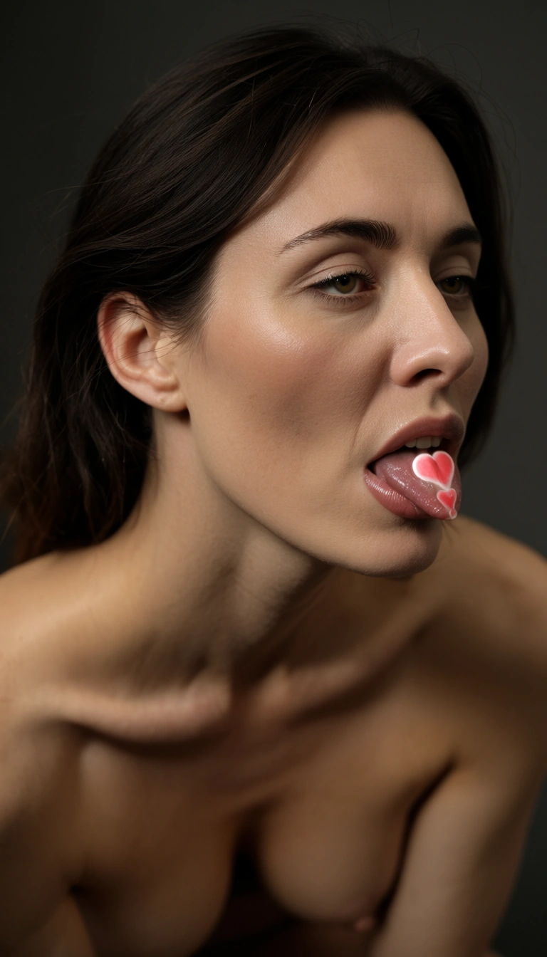 studio quality, sharp focus, milf, heart, deepthroat, natural skin texture