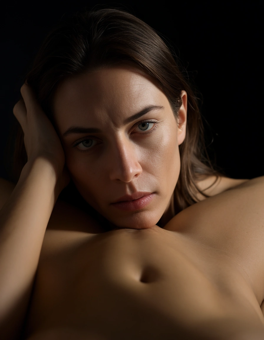 studio quality, sharp focus, couple, 69 position, black background, dominant stare, natural skin texture, score_9, score_8, candid photo, realistic skin texture, visible skin pores, film grain, depth of field