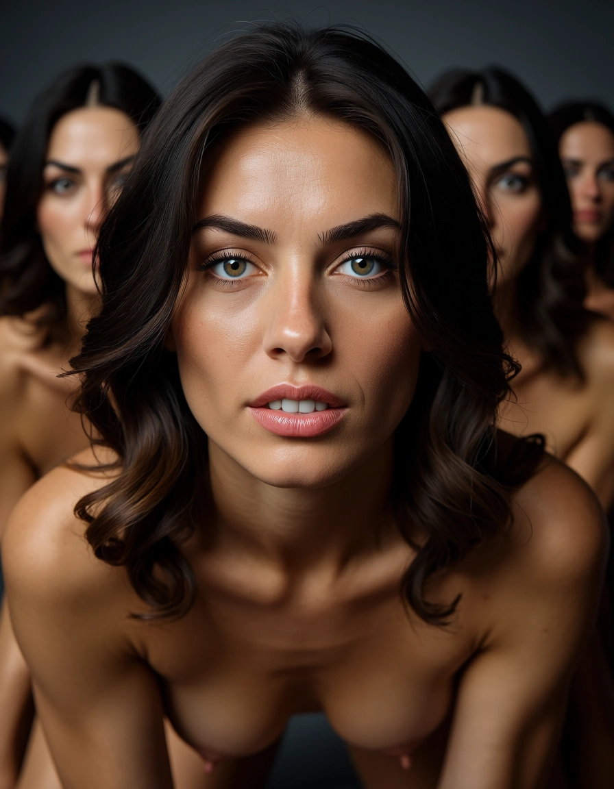 highly detailed, natural lighting, 6+women, alternate costume, doggy style, studio lighting, RAW photo, score_9, score_8, candid photo, realistic skin texture, visible skin pores, film grain, depth of field