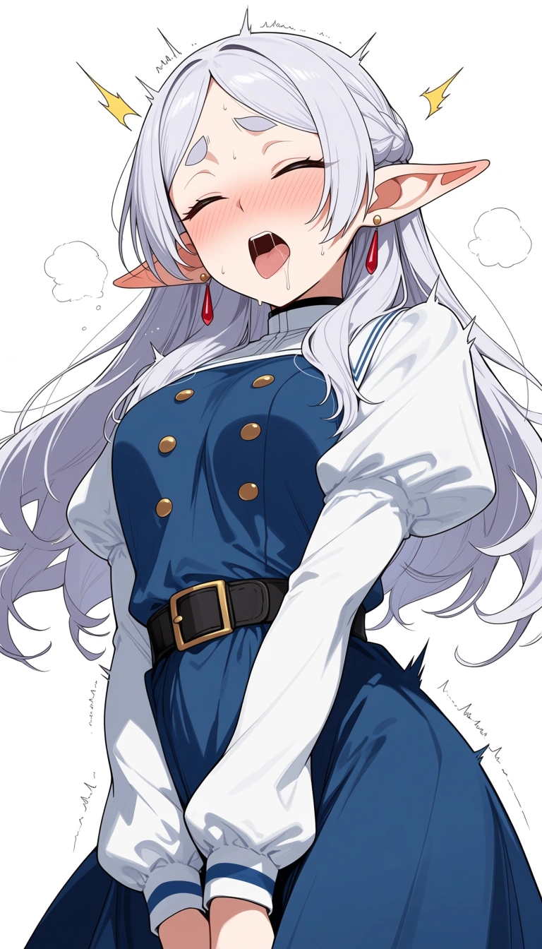 best quality, explicit detail, elf girl, puffy sleeves, orgasm, soft cel shading