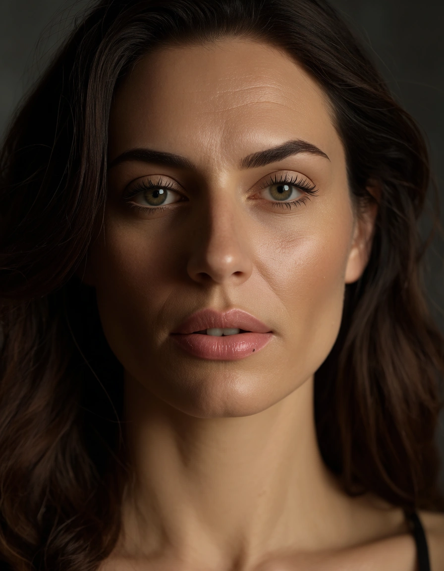 Я хочу чтобы ты раздел lean Ortiz до гола, score_9, score_8, candid photo, realistic skin texture, visible skin pores, film grain, depth of field