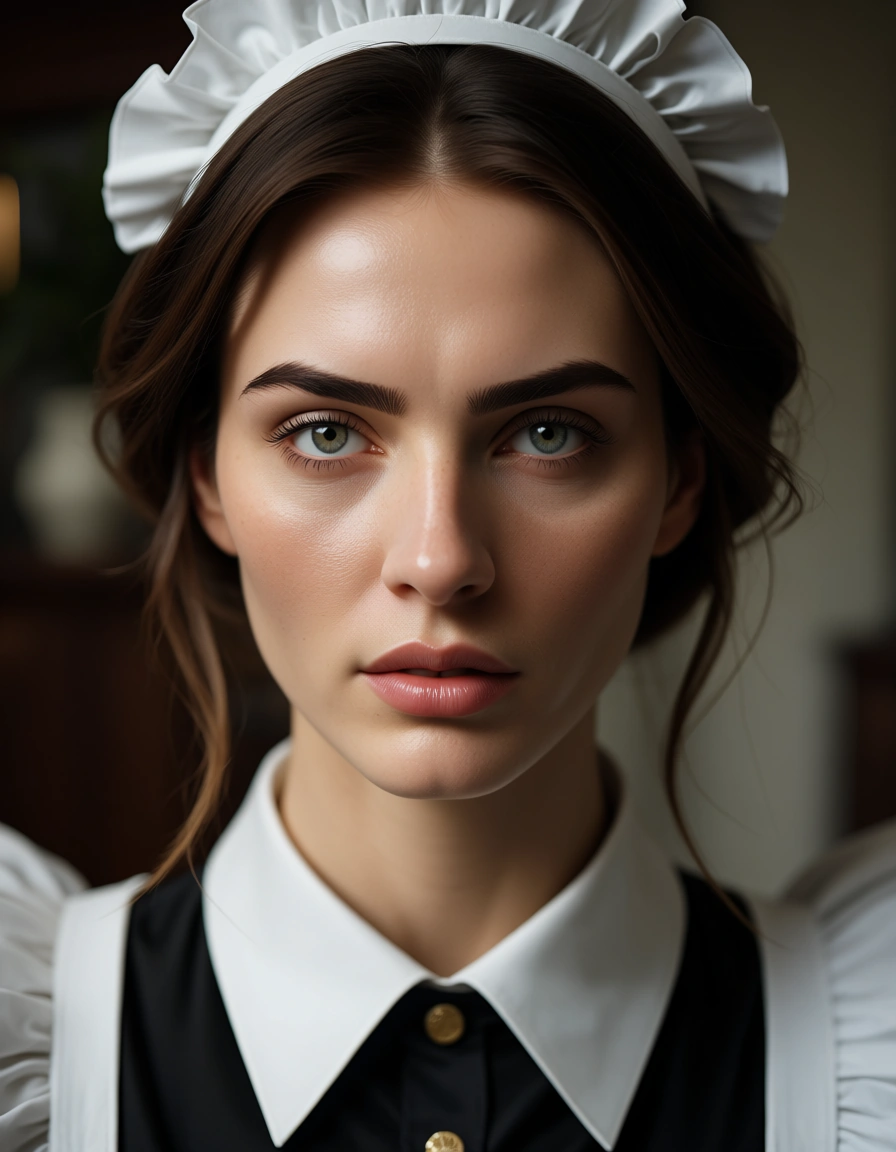 best quality, hyperrealistic, maid, office wear, creampie, film photography, score_9, score_8, candid photo, realistic skin texture, visible skin pores, film grain, depth of field