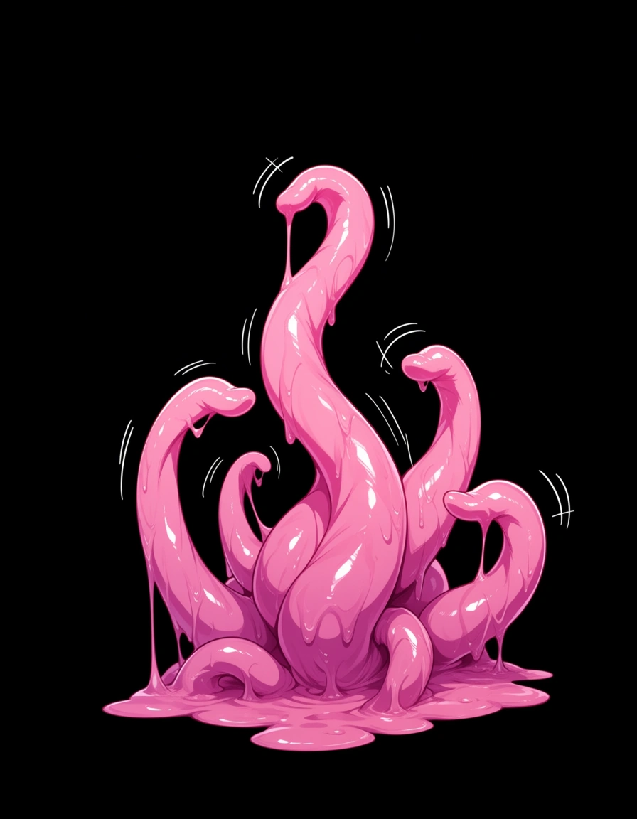 hentai_studio_quality, lots of slimy tentacles wiggling and giggling around, black background, no humans