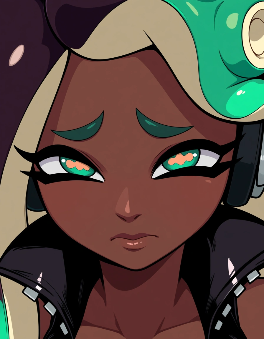 hentai_studio_quality, @marina_(splatoon) close up view of her head, head and face fully visible, looking slightly annoyed