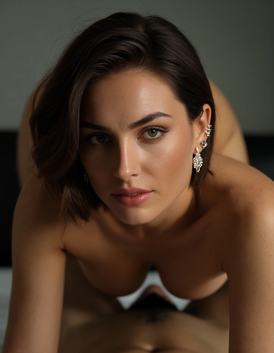 dslr, film grain, photorealistic, milf, earrings, 69 position, film photography, score_9, score_8, candid photo, realistic skin texture, visible skin pores, film grain, depth of field