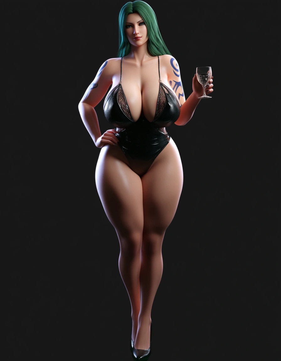 highly detailed, sharp, mature female, shoes, presenting, portrait, explicit anime render, score_9, score_8, 3d render, octane render, subsurface scattering, ray tracing, smooth shading