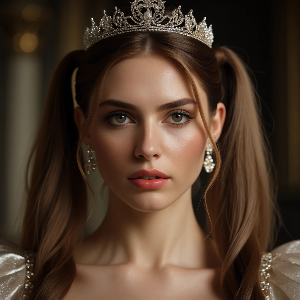 dslr, film grain, photorealistic, princess, twintails, alternate costume, riding, soft lighting, natural skin texture