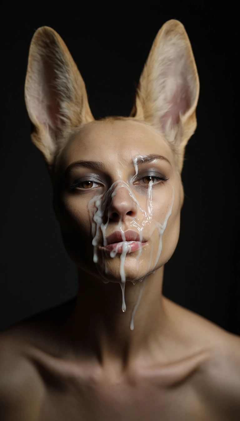cinematic photo, 8k, 1other, cum on face, animal ears, photorealistic