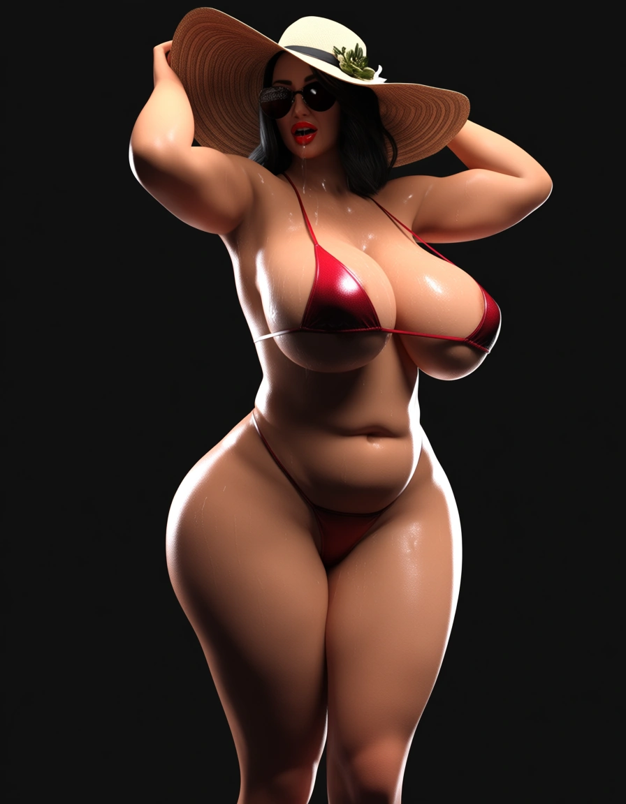 highly detailed, sharp, french 3girls mature_female huge_breasts huge_breasts wide_hips curvy plump lipstick glasses sun_hat lipstick saliva fetish feminine_musk body odor armpits sweat jazzy 1boy age_difference micro_bikini younger male male_focus ejaculation, score_9, score_8, 3d render, octane render, subsurface scattering, ray tracing, smooth shading