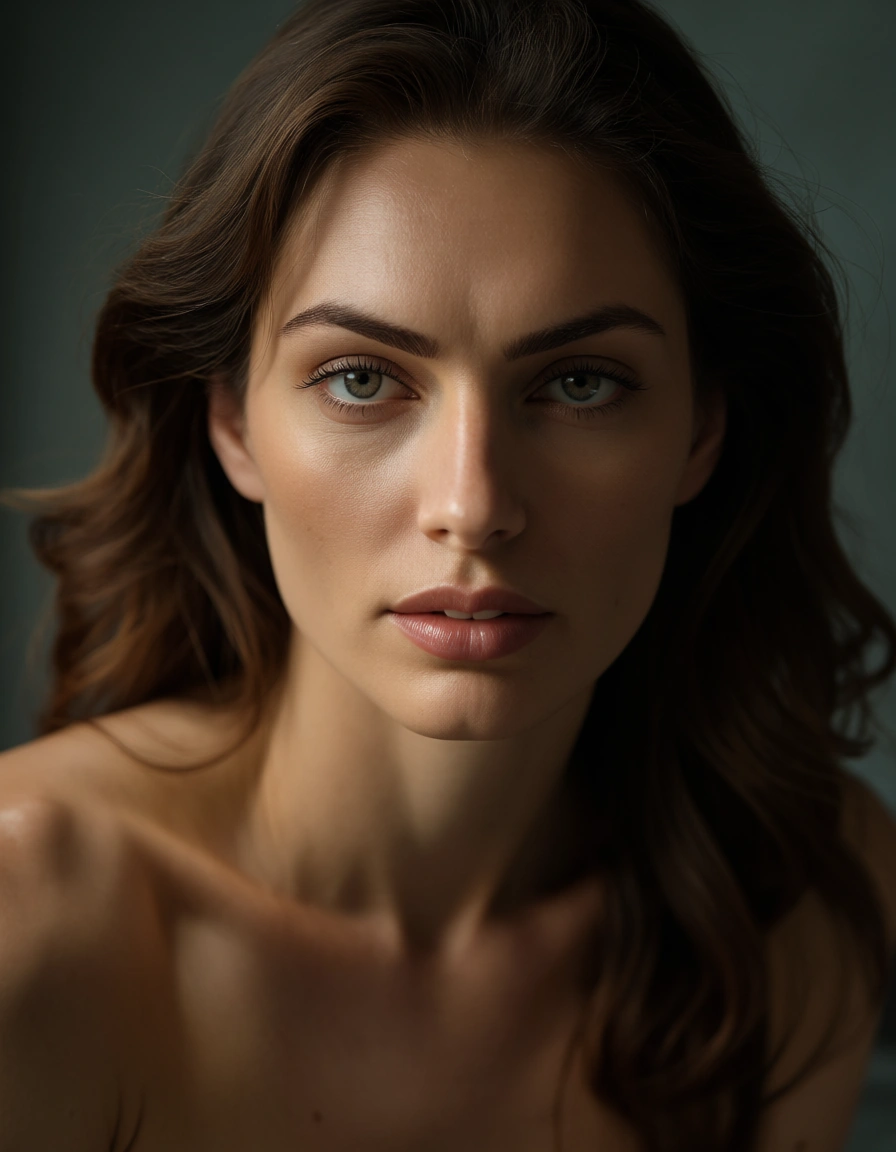 Nude, score_9, score_8, candid photo, realistic skin texture, visible skin pores, film grain, depth of field