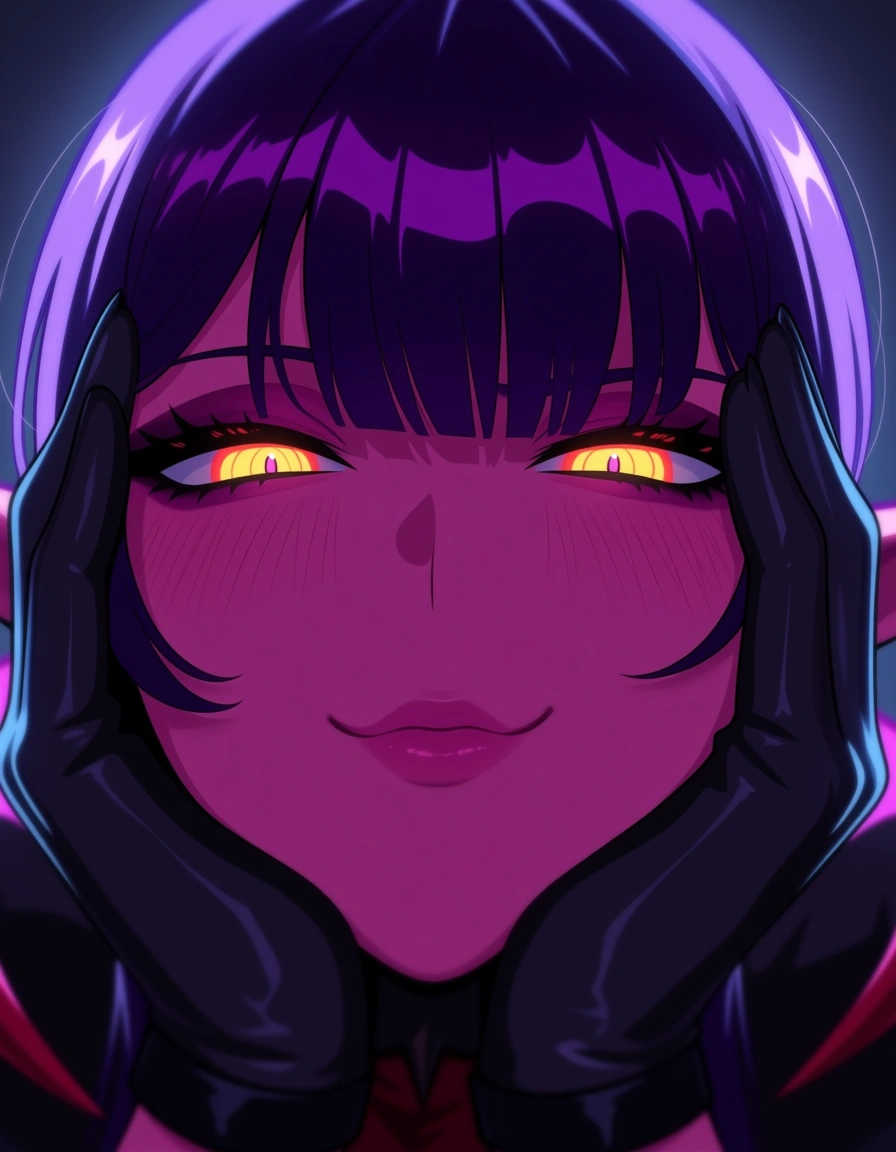 highres, vivid, demon girl, gloves, facesitting, POV, eroge aesthetic, hentai_studio_quality