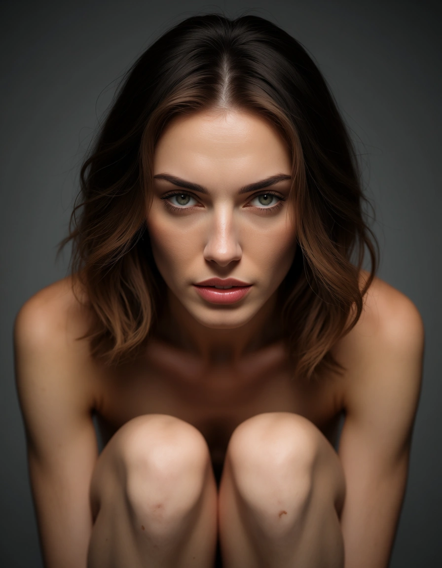 sharp focus, 8k uhd, 6+girls, facesitting, bare legs, grey background, natural skin texture, score_9, score_8, candid photo, realistic skin texture, visible skin pores, film grain, depth of field