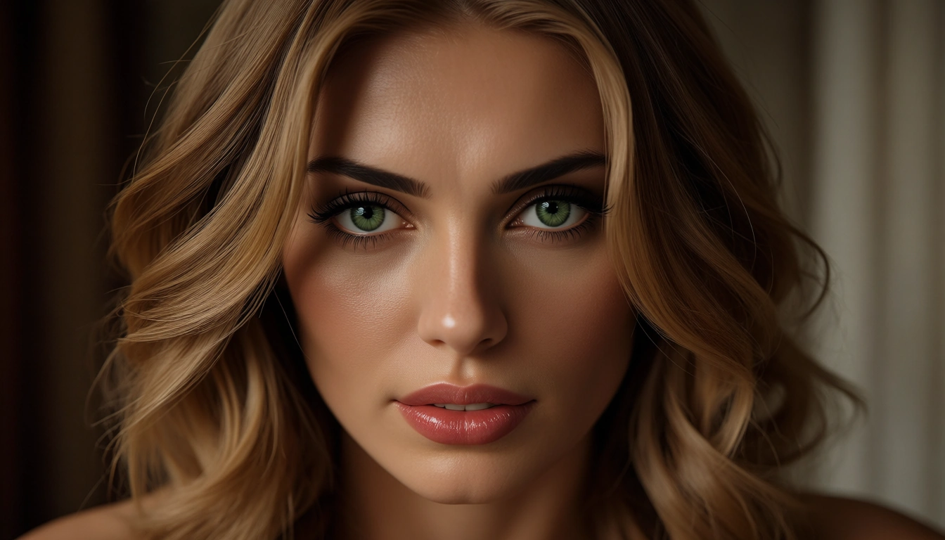 pretty and cute woman with light brown hair and green eyes lewd pictures animated movie, score_9, score_8, candid photo, realistic skin texture, visible skin pores, film grain, depth of field